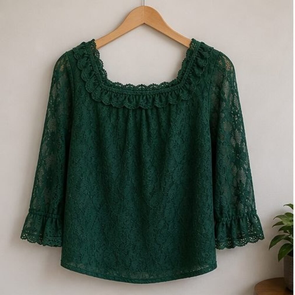 Emerald Ruffle Blouse